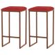Kit 2 Banqueta Decorativa Billie Base Bronze Suede Vermelho G41 - Gran Belo