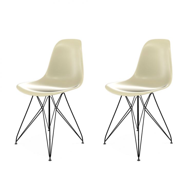 Conjunto com 2 Cadeiras Eames Eiffel Fendi e Preto