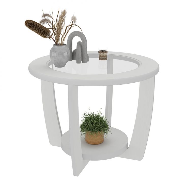 Mesa de Centro Redonda Curve Branca