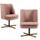 Kit 02 Poltronas Decorativas Giratória Base X Pérsia D02 Algodão Rosa C-105 - Lyam Decor