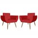 Combo 02 Poltronas Decorativa Flora Pés Palito Suede Vermelho - DS Estofados