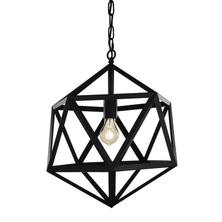 Luminária Lustre Pendente Industrial 31X37X31Cm Metal Preto