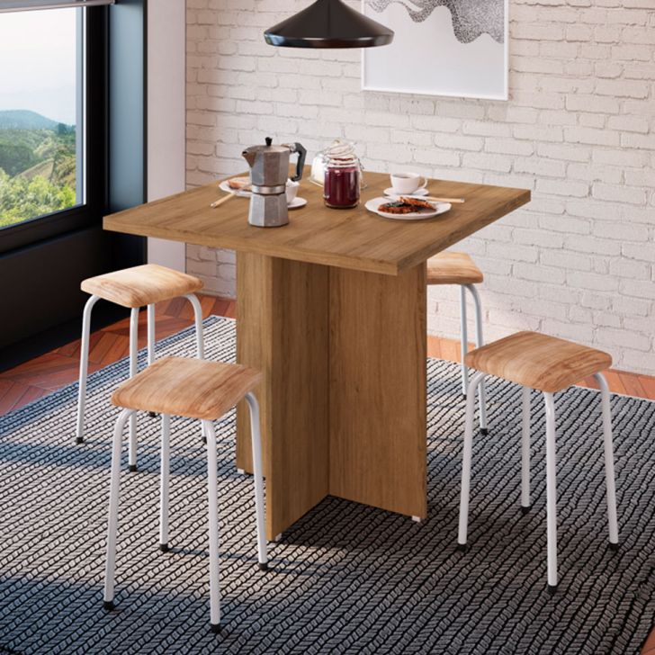 Conjunto De Mesa De Cozinha Com 4 Lugares Verona Madeira