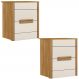 Kit 2 Mesas de Cabeceira Dhara 2 Gavetas 51 cm Freijo Off White Moval