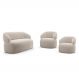 Kit 02 Poltronas Giratória e 01 Sofá Orgânico Glee 02 Lugares 140cm Veludo Bege - Desk Design