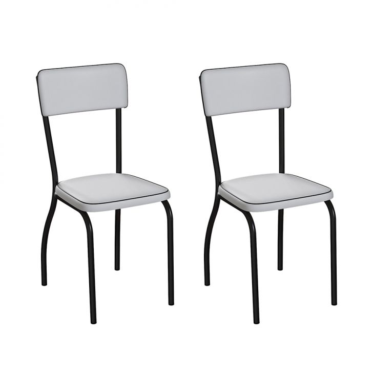 Conjunto Com 2 Cadeiras Nowra Branco E Preto