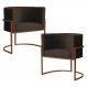 Kit 2 Poltronas Decorativa Luana Base Bronze Veludo Marrom - Montanaris Decor