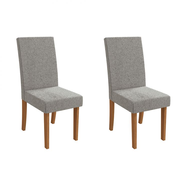 Conjunto Com 2 Cadeiras Dalia Bouclé Cinza E Canela
