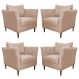 Kit 4 Poltronas Decorativa Sala de Estar Pés Palito Lubbock Couro Bege G58 - Gran Belo