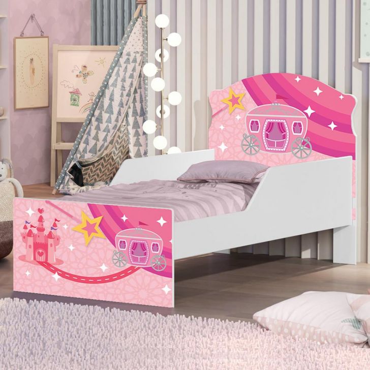 Mini Cama Carruagem Princesa Rosa