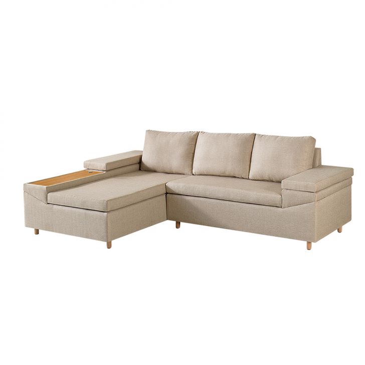 Image of Sofá 4 Lugares Clássico Com Chaise Esquerdo E Entrada Usb Linho Bege PLA-ES745UP77QUGMOB