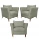 Kit 3 Poltronas Decorativa Sala de Estar Pés Palito Lubbock Couro Fendi G58 - Gran Belo
