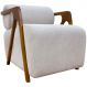 Poltrona Decorativa Para Sala Recepção Confortável Em Madeira Maciça Chloe Bouclé Premium Bege