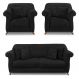 Kit 2 Poltronas e Sofá Living 2 Lugares 1,60m Vênus Suede Preto Pés Castanho - Pallazio