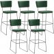 Kit 5 Banquetas Altas Cozinha Sala Jantar Base Em Aço Fixa Allana L02 Facto Verde Musgo - Lyam Decor