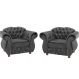 Kit Duas Poltronas Chesterfield Merlo Suede Cinza Chumbo/ decoracao, sala tv estar, recepcao