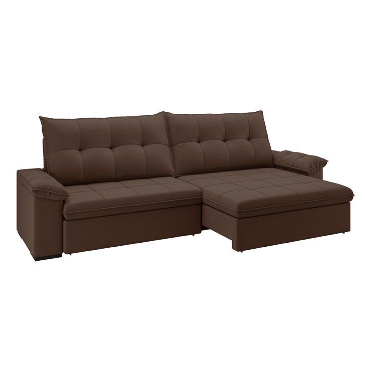 Image of Sofá 4 Lugares Retrátil E Reclinável Com Usb Flexforma Triton Veludo Chocolate 250 Cm PLA-LI181UP77MTUMOB