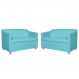 Combo 02 Namoradeira Decorativa Tilla Pés Cromados Suede Azul Turquesa - DS Estofados