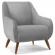 Poltrona Decorativa Fixa Pés de Madeira Paloma D02 Linho Cinza D-315 - Lyam Decor
