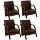 Kit 5 Poltronas Para Sala de Espera Recepção Marrom Em Courino Com Braços de Madeira Decorativa Confortável Até 120 kg - PCM