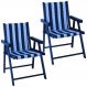 Kit 2 Cadeira Praia Dobrável Madeira Black-List Azul/Branco
