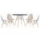 Mesa redonda Eames 100 cm preto + 4 cadeiras Eiffel DSW Nude
