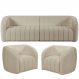 Kit Sofá 04 Lugares Para Sala de Estar 292 cm Com 02 Poltronas Lazio M03 Bouclê Bege - Lyam Decor