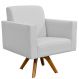Poltrona Decorativa Giratória Madeira Para Sala de Estar Helô L02 Linho Cinza - Lyam Decor