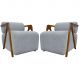 Kit 2 Poltronas Decorativas Para Sala Recepção Confortável Em Madeira Maciça Chloe Bouclé Premium Cinza