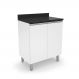 Armário Gabinete Branco Moderno Para Cozinha Balcão Espaçoso Com 2 Portas e Pés Gs