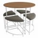 Mesa Redonda 4 Bancos | Banquetas 90X76 cm LI038 Canela Branco KPB
