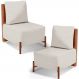 Kit 02 Poltronas Decorativas Sala de Estar Living Hungria L02 Couríssimo Camel Linho Cru - Lyam