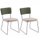 Kit 2 Cadeiras Decorativas F53X1 Linho Bege Verde Dmobiliario