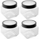 Kit 4 Potes 800ml Gastro Lyor Vidro Tampa Metal Preta Porta Mantimentos Quadrado