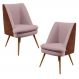 Kit 02 Poltronas Decorativa Pérsia Pés Palito D02 Veludo Rosê C-305 Corano Marrom B-38 - Lyam Decor