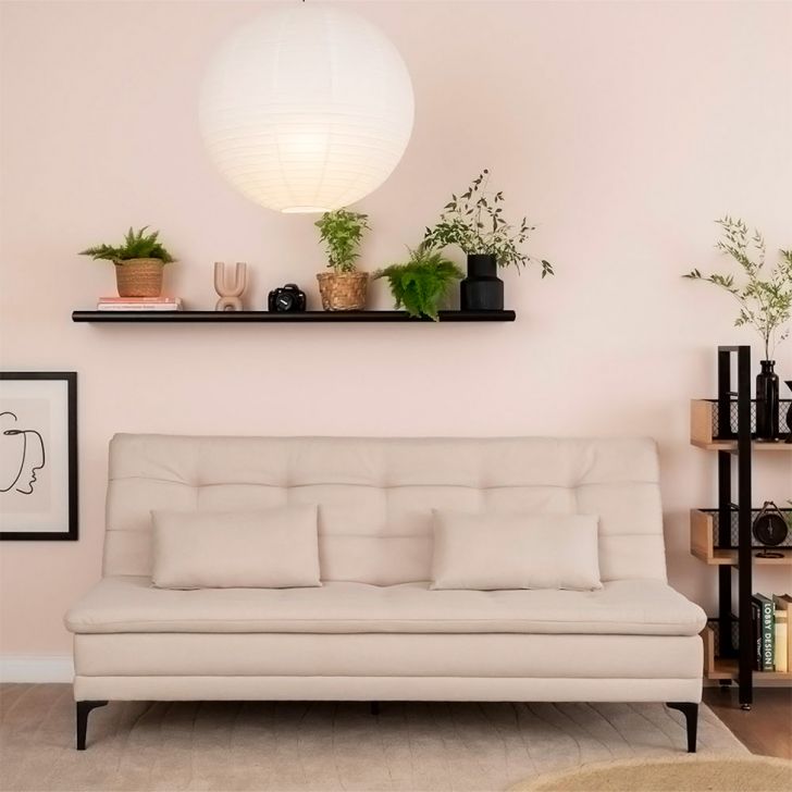 Sofá-Cama Casal 3 Lugares Prince Suede Bege