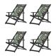 Kit 4 Espreguiçadeiras Dobrável Black CB-Folhas Verdes