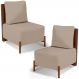 Kit 02 Poltronas Decorativa Sala Estar Living Hungria L02 Couríssimo Marrom Linho Bege Escuro - Lyam