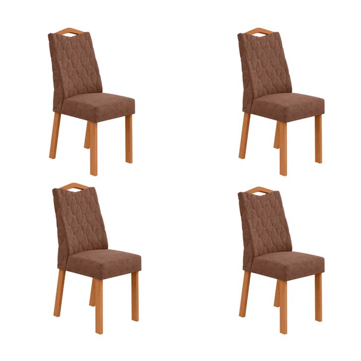 Conjunto com 4 Cadeiras Vênus Revestimento Sintético Avelã e Amêndoa