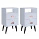 Kit 2 Mesas de Cabeceira Nicho Gavetas Puxador Concha Mesinhas Pequenas Canto Lateral Cama Quarto Retrô Classic New – Branco - RPM