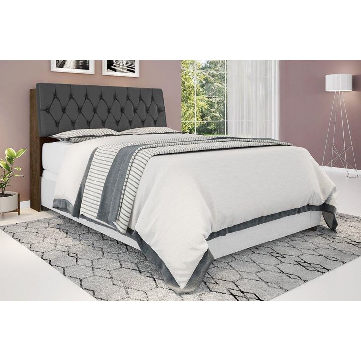 Cabeceira Box Casal Ísis Malbec Com Painel Capitonê Cor 013 Framar