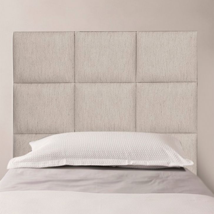 Cabeceira Solteiro Quadrados Linho Bege
