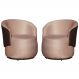 Kit 02 Poltronas Orgânica Decorativa Beatriz Veludo Rosa/PU Marrom - Montanaris Decor
