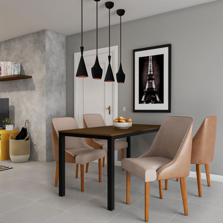 Conjunto com 2 Cadeiras de Jantar Rubi II Imbuia e Off White