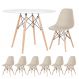 Mesa redonda Eames 100 cm + 6 cadeiras Eiffel DSW Mesa branco com cadeiras nude