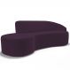 Sofá 3 Lugares Curvo Sala de Estar Living Firenze Direito D02 Veludo Roxo 230 cm C-292 - Lyam