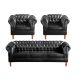 Conjunto Sofá Chesterfield 3 Lugares E 2 Poltronas Dom Pedro - Couríssimo Preto