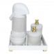 Kit Higiene Espelho Potes, Garrafa, Molhadeira e Capa Ursinho Dourado Quarto Bebê Unissex