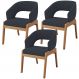 Kit 03 Cadeiras de Jantar e Estar Living Estofada Lince L02 Suede Preto - Lyam Decor