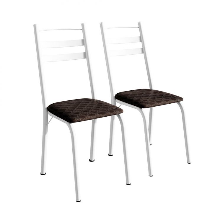 Conjunto com 2 Cadeiras Peters Revestimento Sintético Cacau e Branco